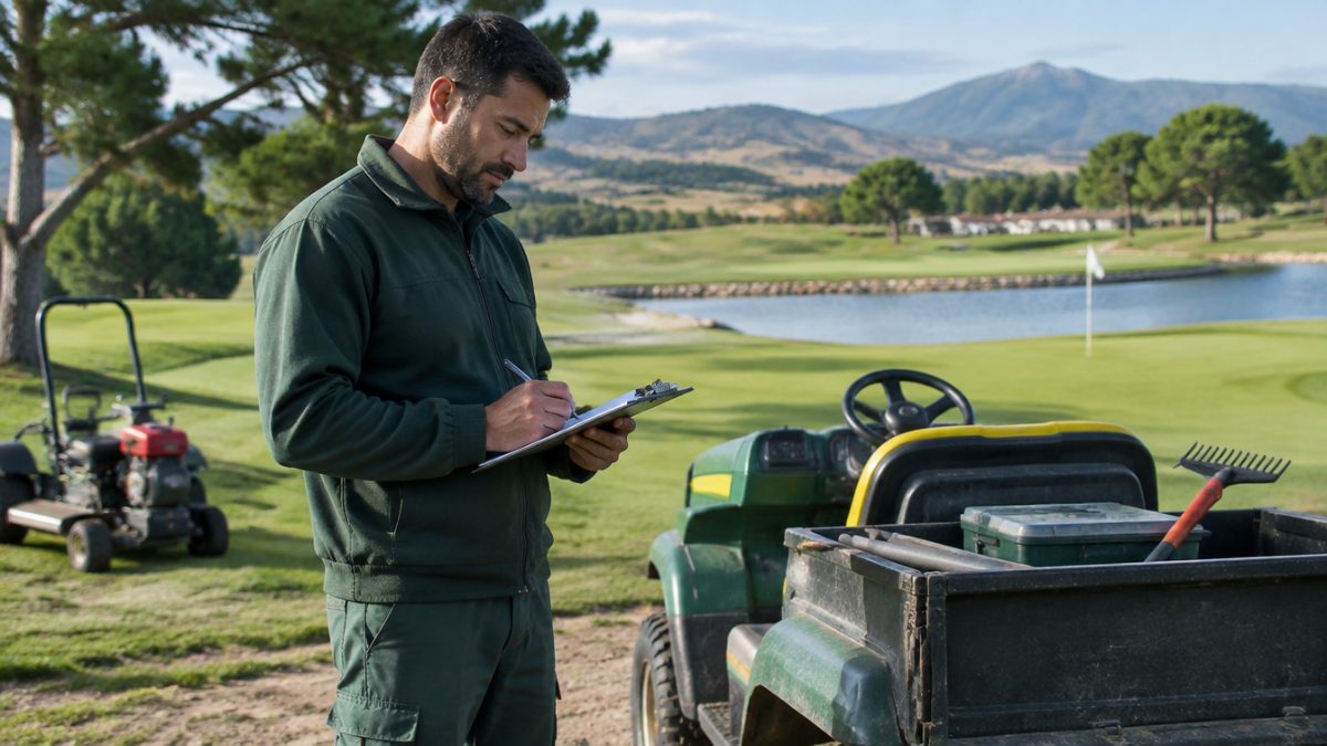 Greenkeeper anotando horas para el control de costes por tarea