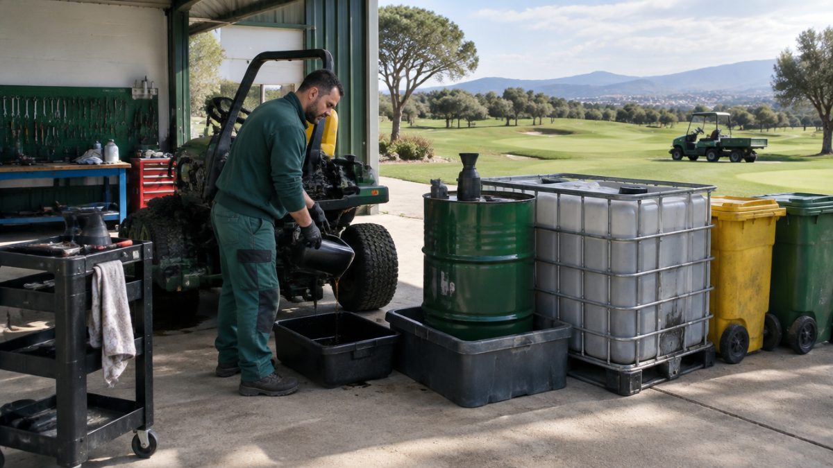 Gestión de residuos y aceites en el taller de greenkeeping