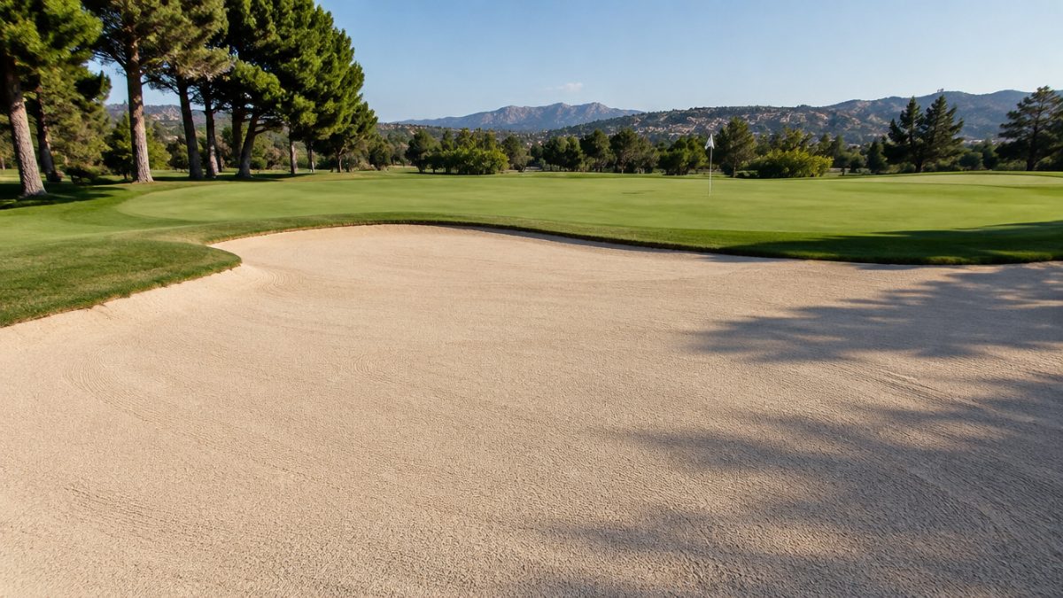 Arena limpia preparada para el recebo de greens en el campo