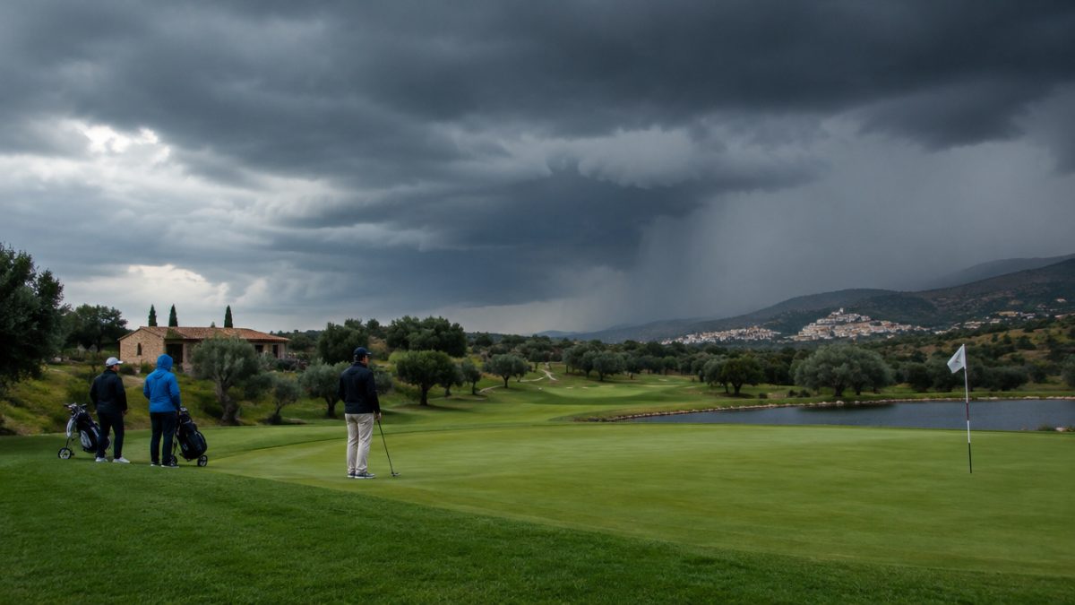 Tormenta sobre un green y plan de contingencia del campo