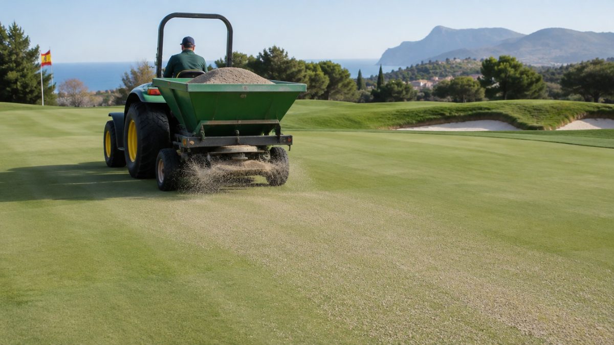 Topdressing ligero para reducir el thatch en greens en un campo de golf