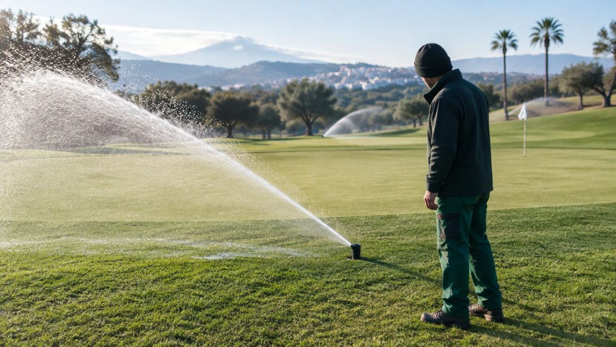 Irrigation system test, one of the greenkeeper tasks in February
