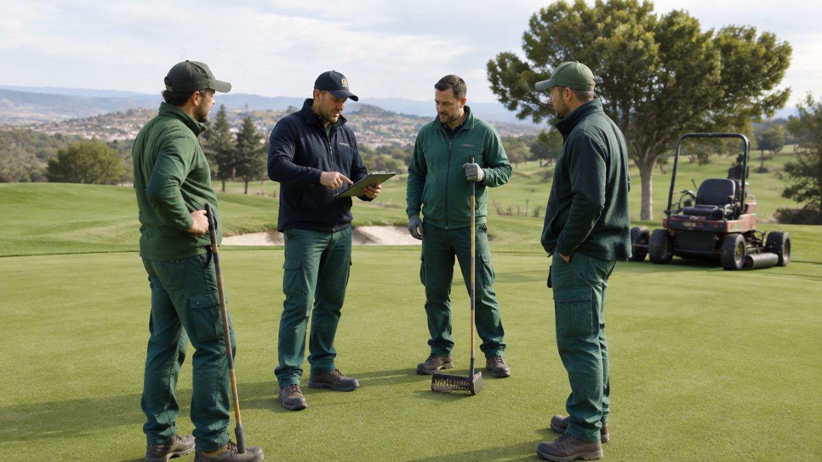 Course crew organising the greenkeeper tasks in April