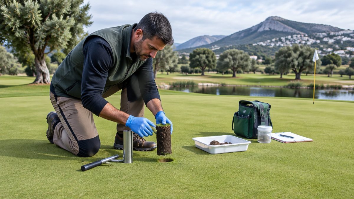Soil sampling on a green within integrated pest management