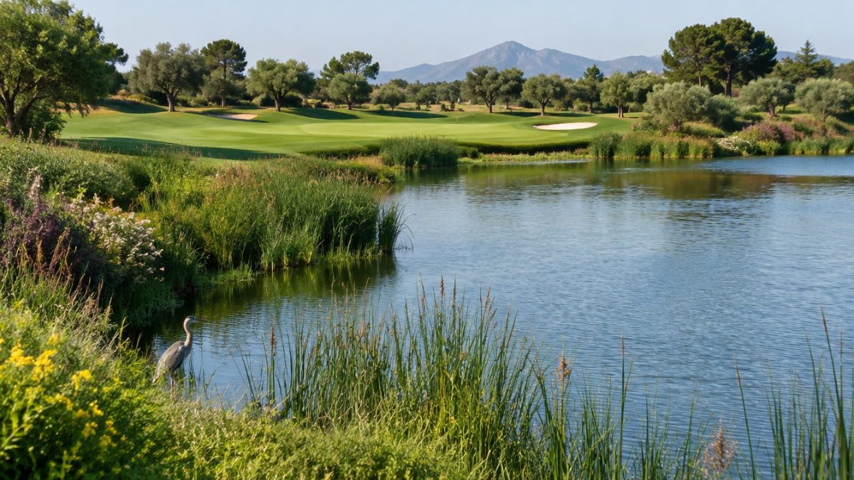 Lake with riparian vegetation, an example of golf course biodiversity