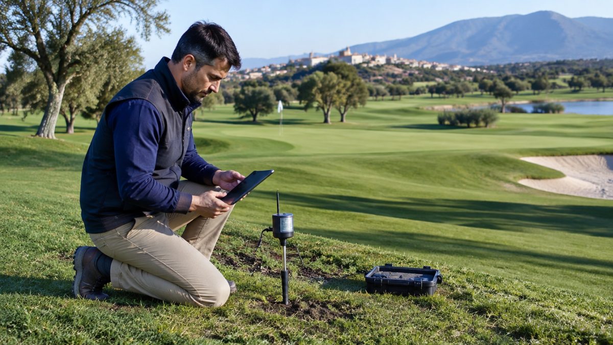 Soil moisture sensor readings used to plan irrigation