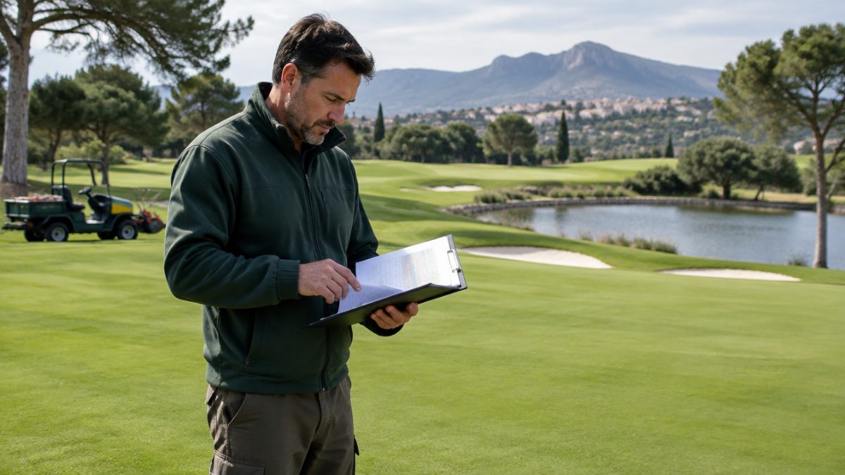 Head greenkeeper revisando la planificación semanal del mantenimiento
