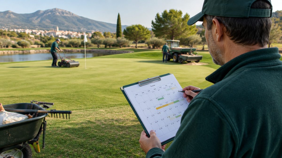 Course calendar with the greenkeeper tasks in October