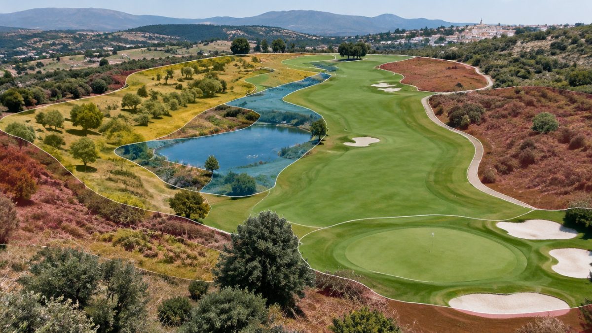 Course plan with naturalised areas in golf marked by zone