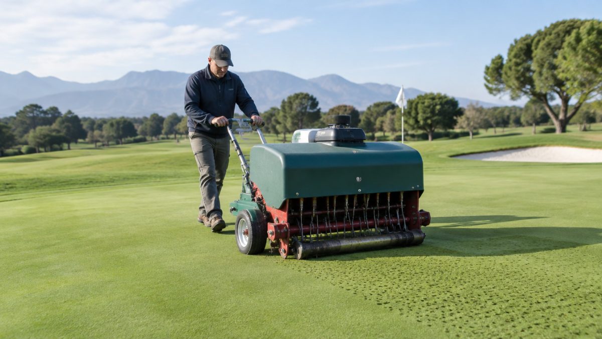 Aireación de un green para prevenir el musgo en greens