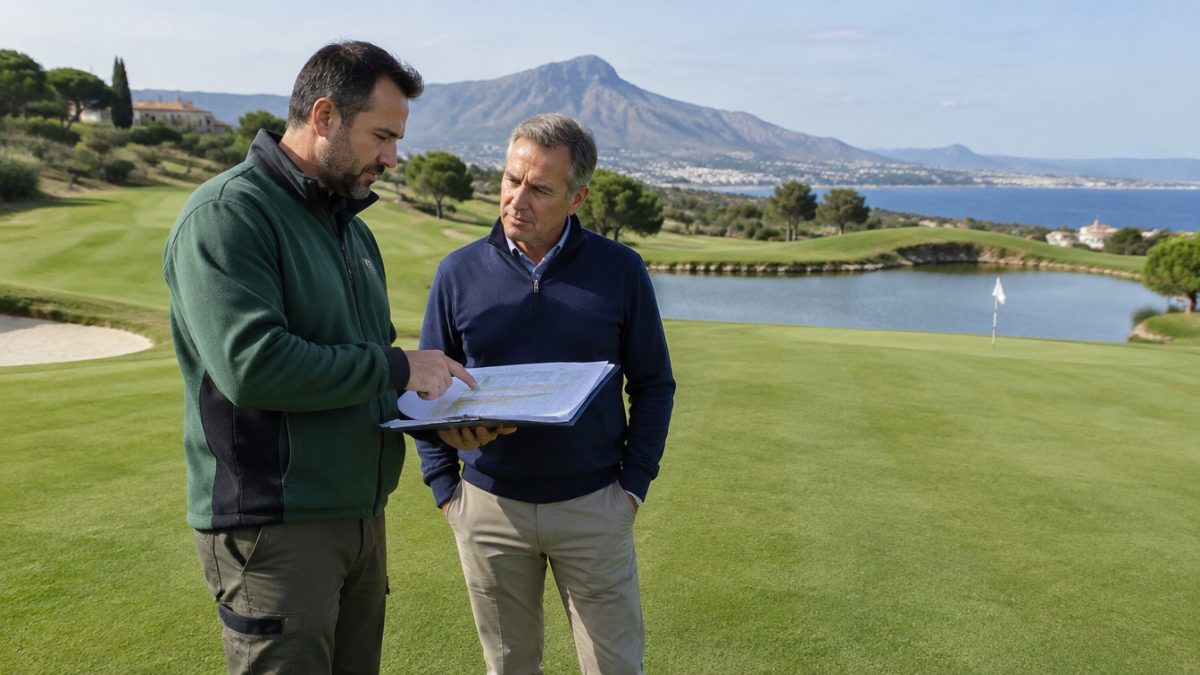 Revisión del plan de abonado en golf por el head greenkeeper y el asesor