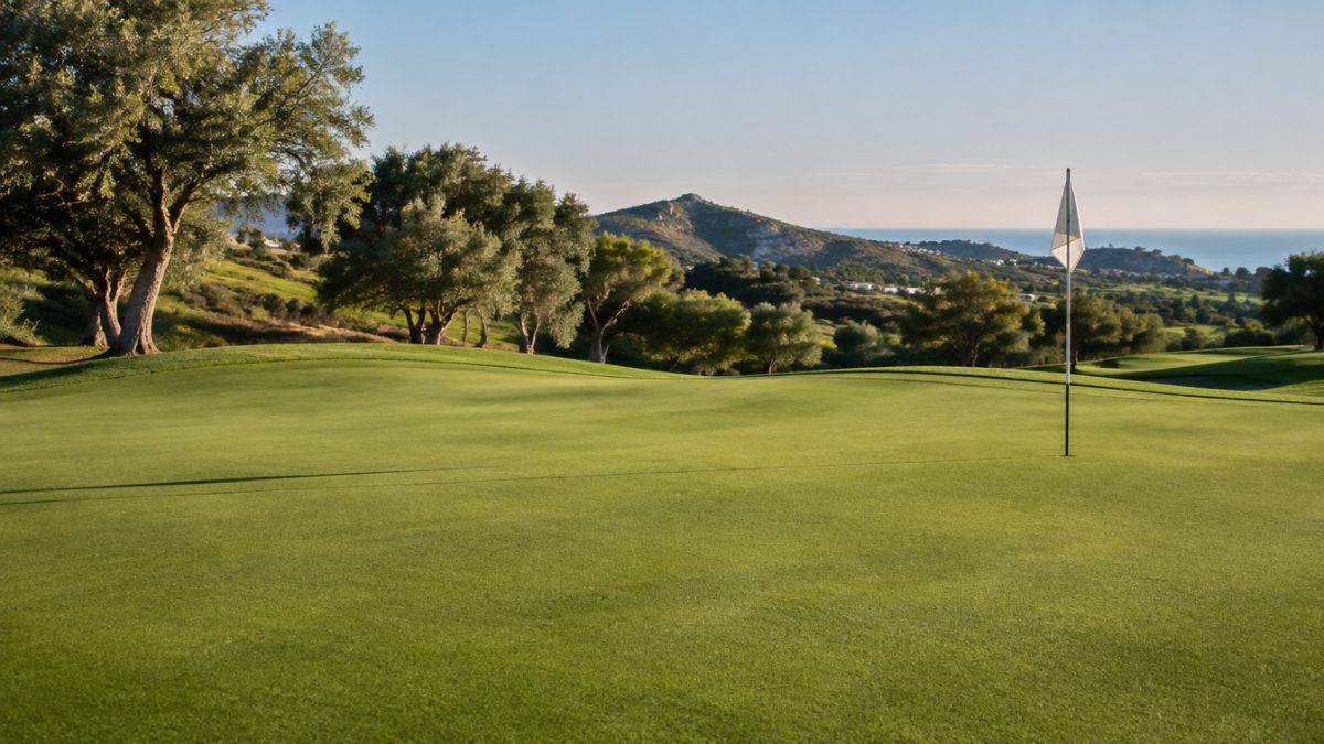 Green recién cortado, ejemplo de césped para greens de textura fina