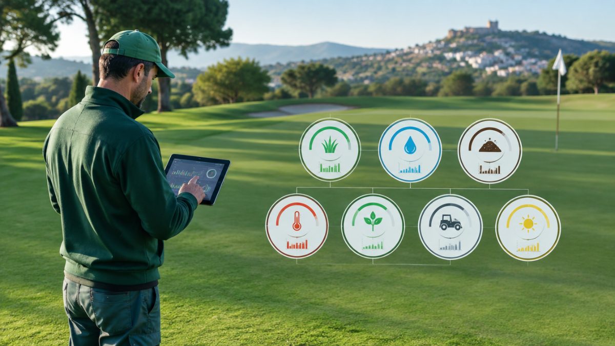 Esquema de siete métricas de un cuadro de mandos del greenkeeper
