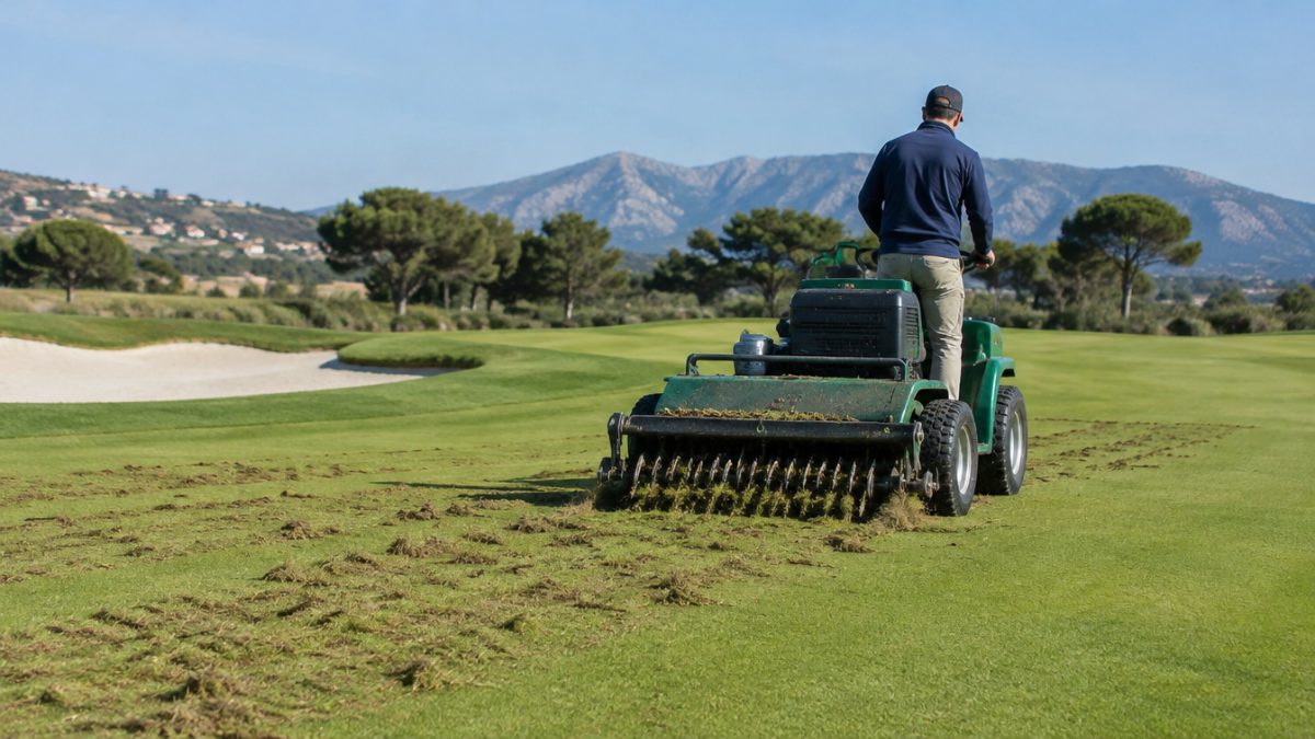 Escarificado del césped bermuda para controlar el thatch
